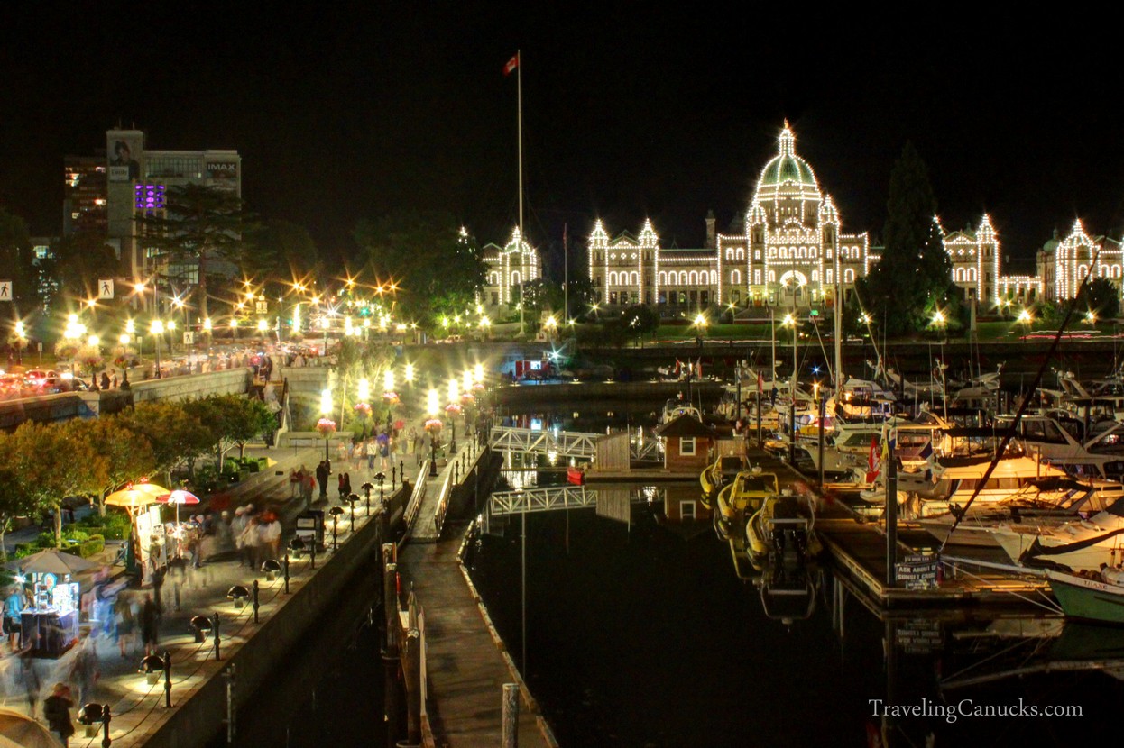 Photo of Victoria Parliament Building and Inner Harbour at Night