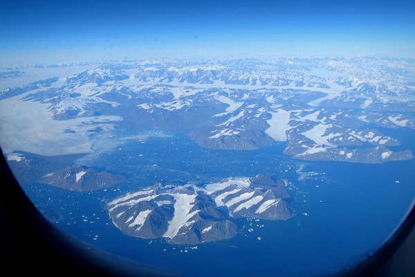 aerial photos of Greenland from window seat