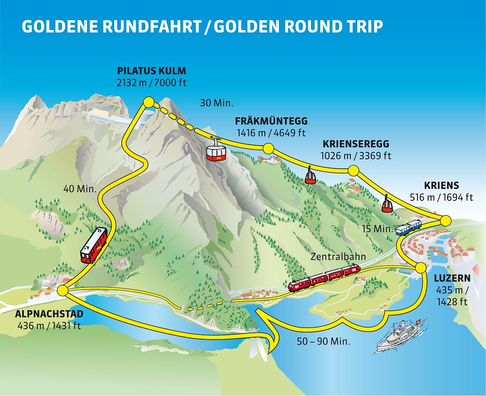 golden round trip to mount pilatus, lucerne, Switzerland