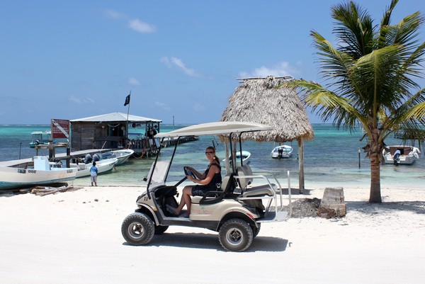 driving golf cart on Ambergris Caye Belize travel