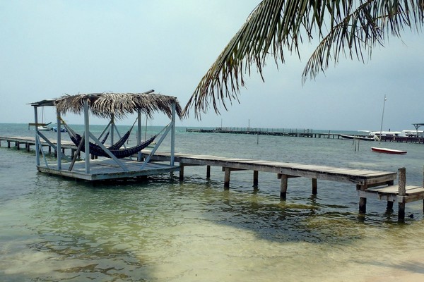 docks on beach at Caye Caulker Belize