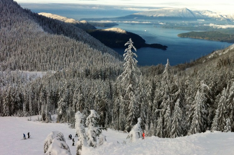 view of Howe Sound from Cypress Mountain ski hill best ski resorts near Vancouver Canada