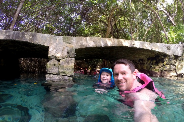 floating river inside Xcaret Cancun, Mexico family travel guide 