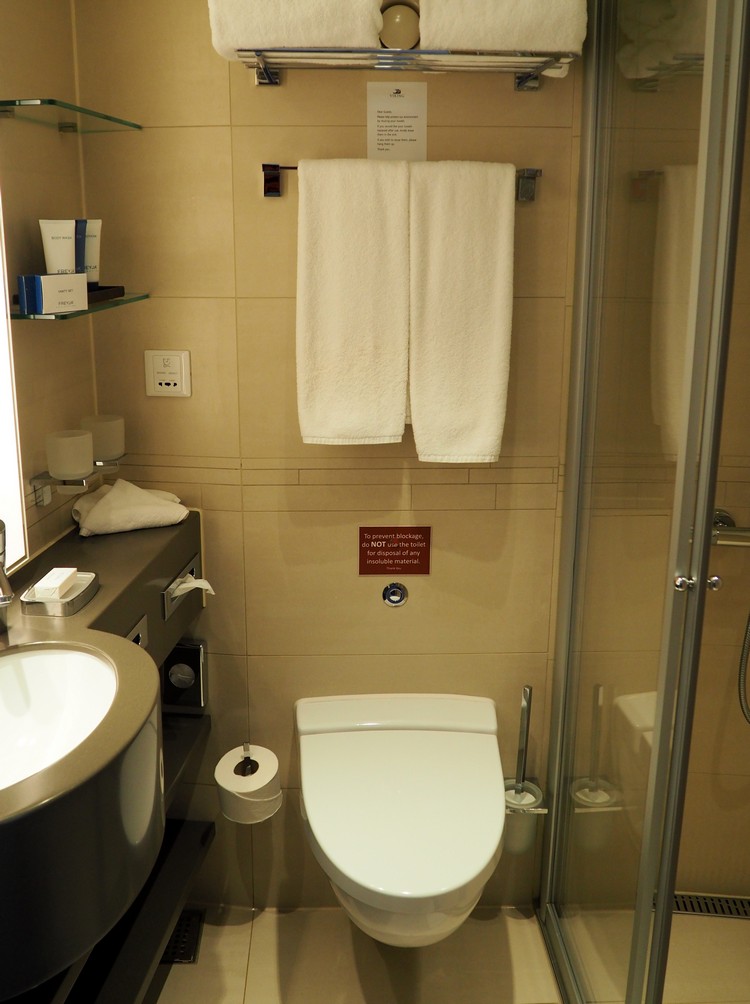 Bathroom, Veranda Suite, Stateroom 321, Viking Osfrid, Portugal river Cruise