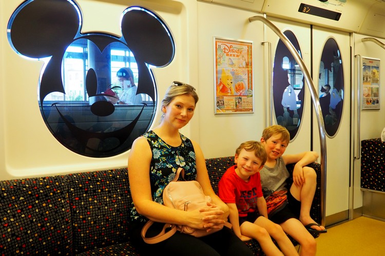 inside the train on Disney Resort Line at Tokyo Disneyland Japan