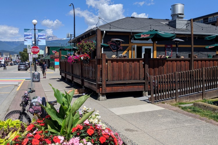 the outside patio at The Copper Coil in Downtown Squamish