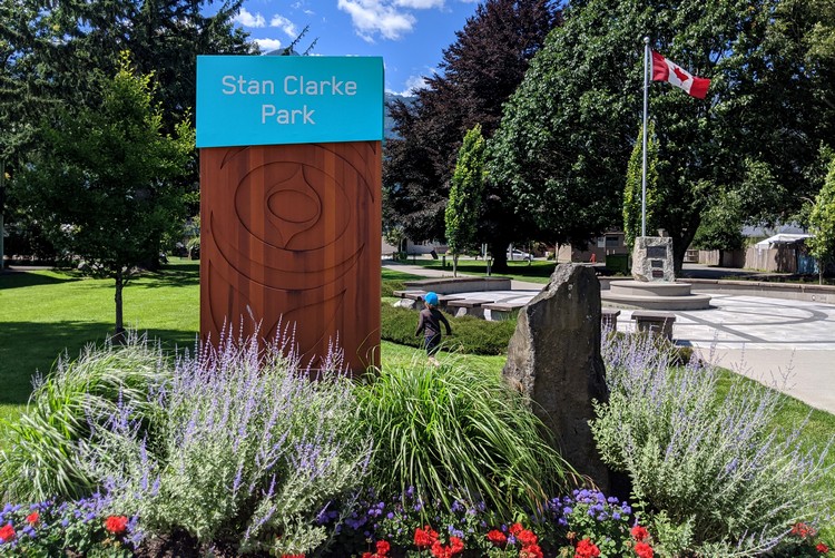 Stan Clarke Park in Downtown Squamish has a playground for kids.