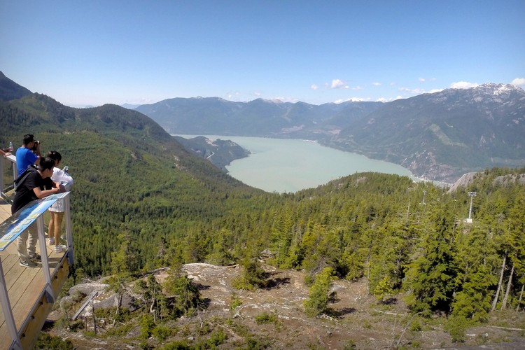 views of Howe Sound from Sea to Sky Gondola observation deck, best things to do along the Sea to Sky Highway