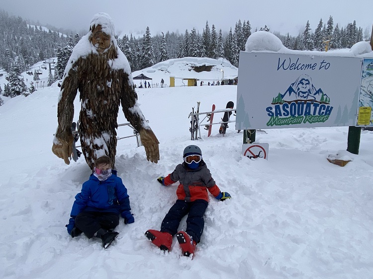 sasquatch statue at Sasquatch Mountain Resort in British Columbia