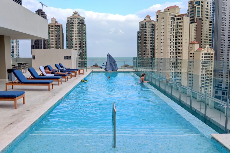 rooftop pool in Panama City Marriott downtown Panama City