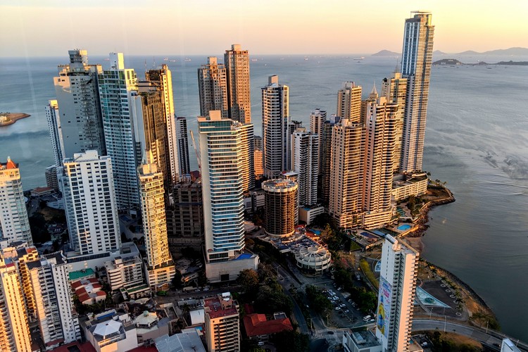 views of Panama City from rooftop bar Hard Rock Hotel Panama