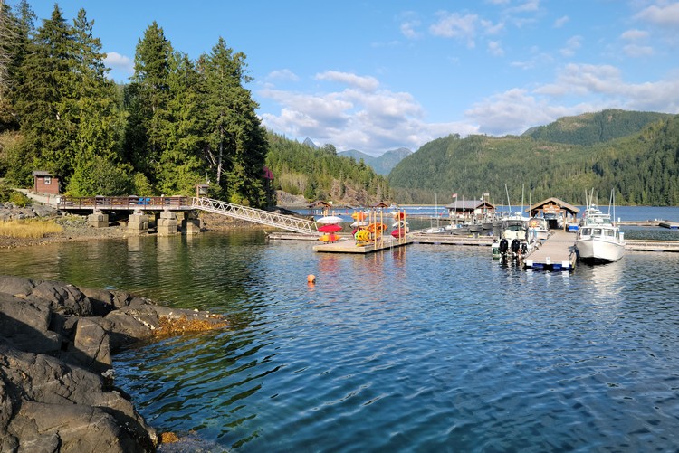 views of landscape around Moutcha Bay Marina in Nootka Sound, Vancouver Island