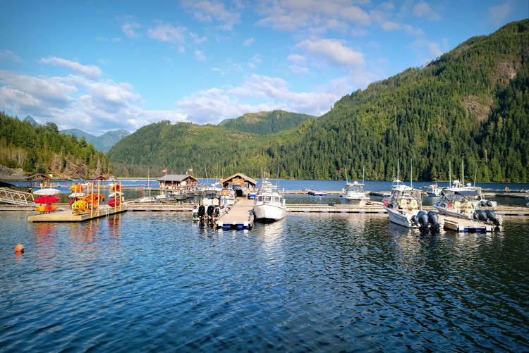 Nootka sound marina at Moutcha Bay Resort on Vancouver Island BC
