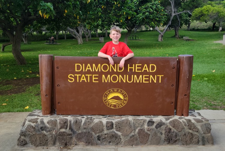 Sign of Diamond Head State Monument in Honolulu, Oahu, Hawaii