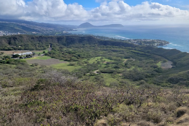 views from inside Diamond Head Crater from the Diamond Head hike in Honolulu, Hawaii