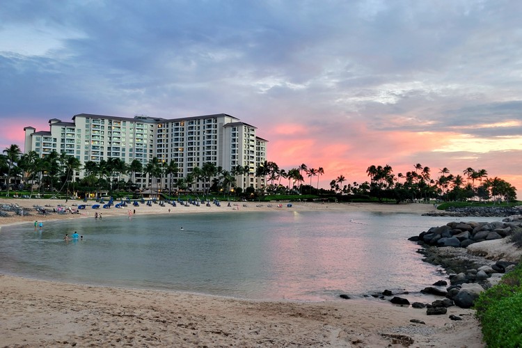 sunset at Ko Olina beach resort at Oahu Hawaii