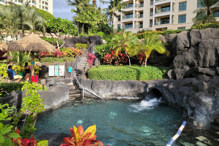 water slide at Marriott Ko Olina beach hotel in Oahu Hawaii