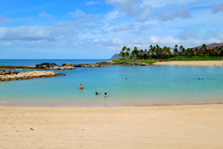 calm beach at Nai'a Lagoon in Ko Olina Oahu Hawaii