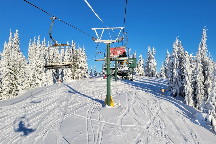 chair lift at Sasquatch Mountain Resort ski resort near Vancouver British Columbia