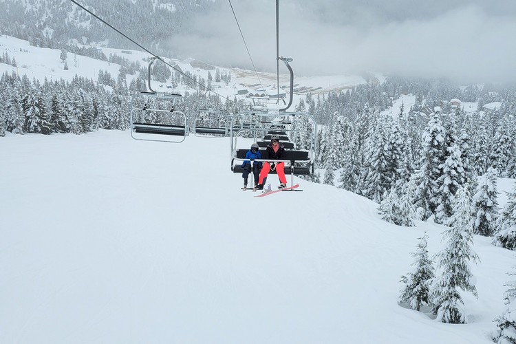 Sasquatch Mountain Resort chair lift with fresh snowfall