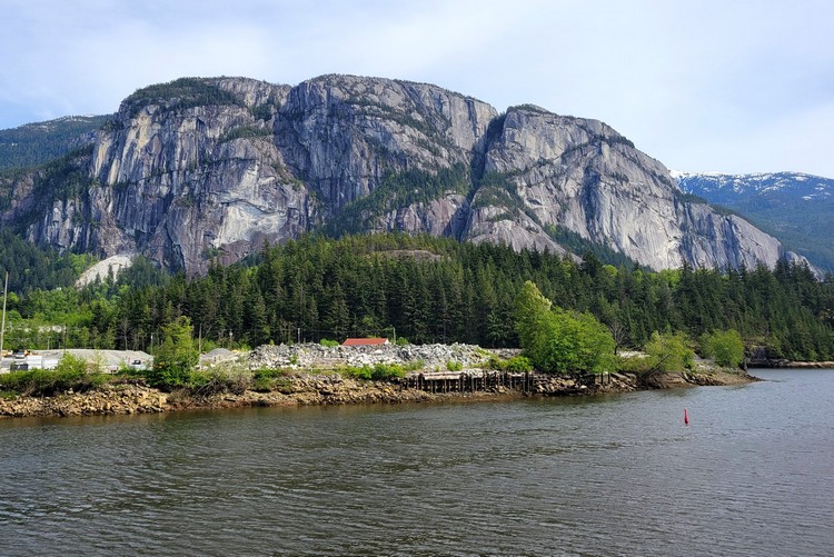 Stamamus Chief in Squamish, view of mountain from the waterfront 