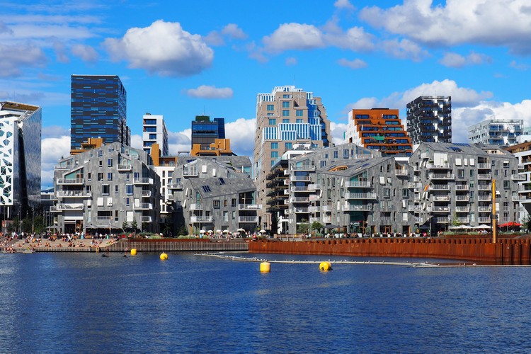 Fascinating architecture on the waterfront in downtown Oslo, Norway