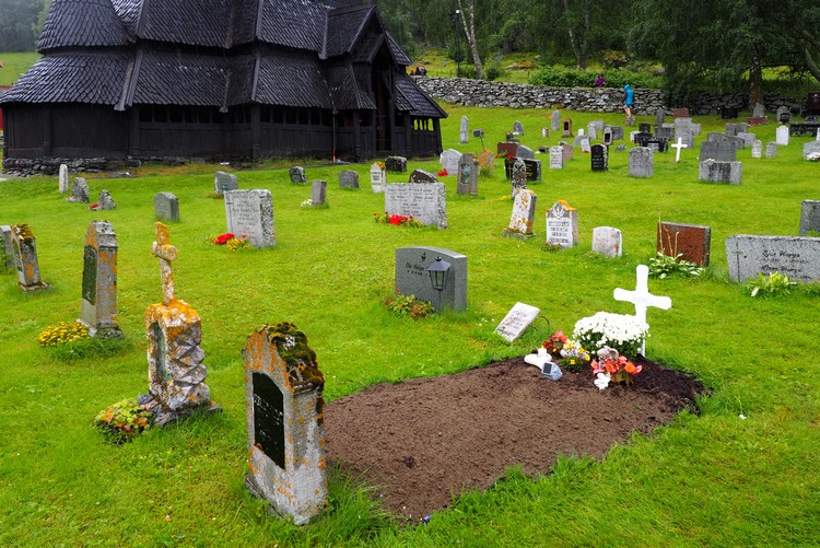 Fresh Graveyard at Borgund Stave Church Norway