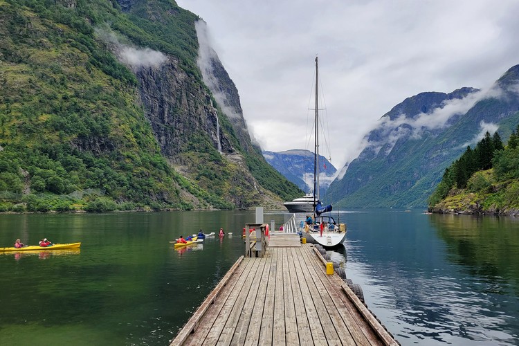 Views of Nærøyfjord from the village of Gudvangen, Norway road trip itinerary