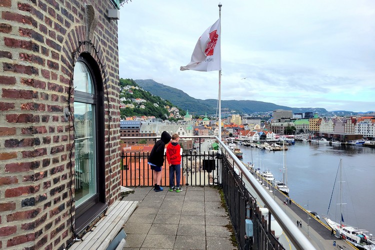 view of Bergen harbour from Clarion Collection Hotel Havnekontoret lookout tower