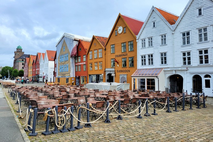 The historic buildings of Bryggen a UNESCO World Heritage Site Bergen Norway