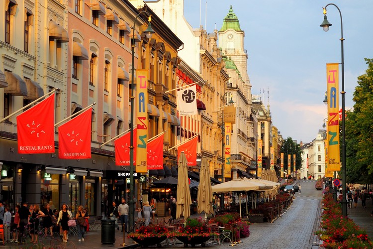 Karl Johans Gate in the city of Oslo, Norway