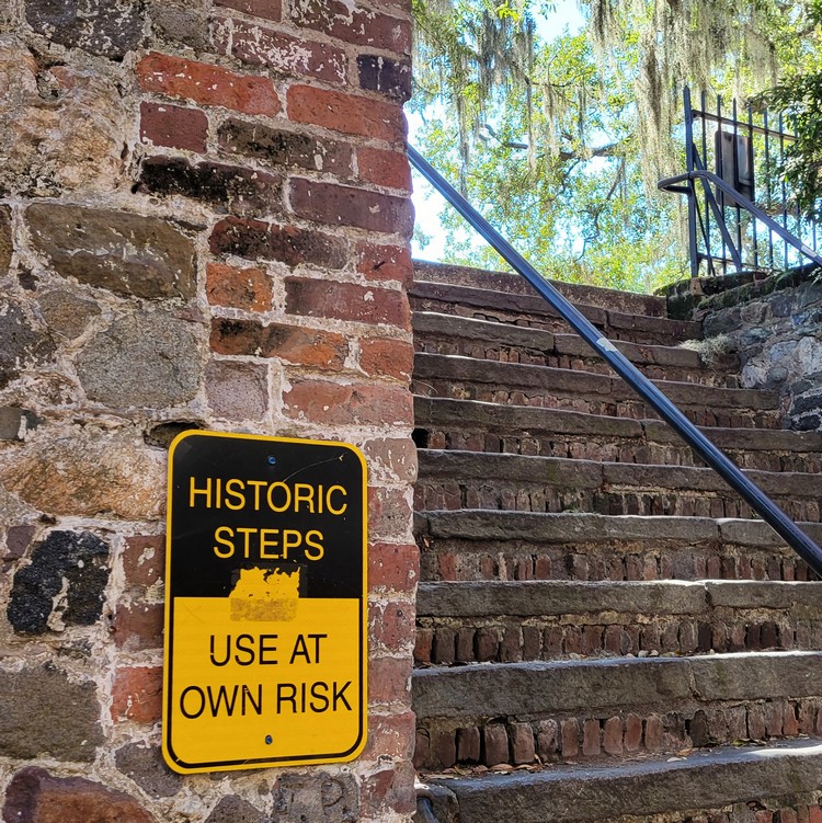 historic steps sign in downtown Savannah historic district