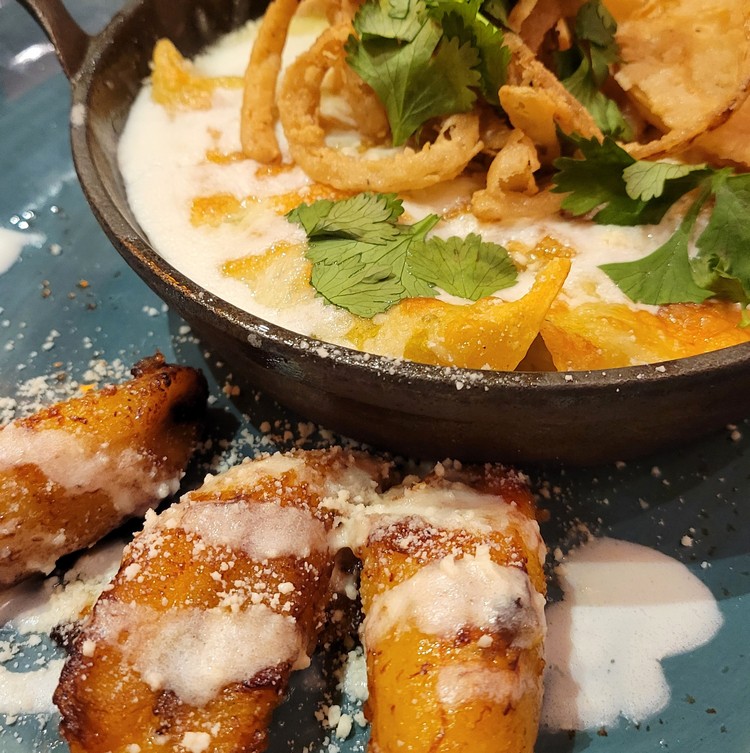 Chicken Enchiladas and Fried Plantains at Maya Grill, Disney Coronado Springs Resort restaurant menu, food photos