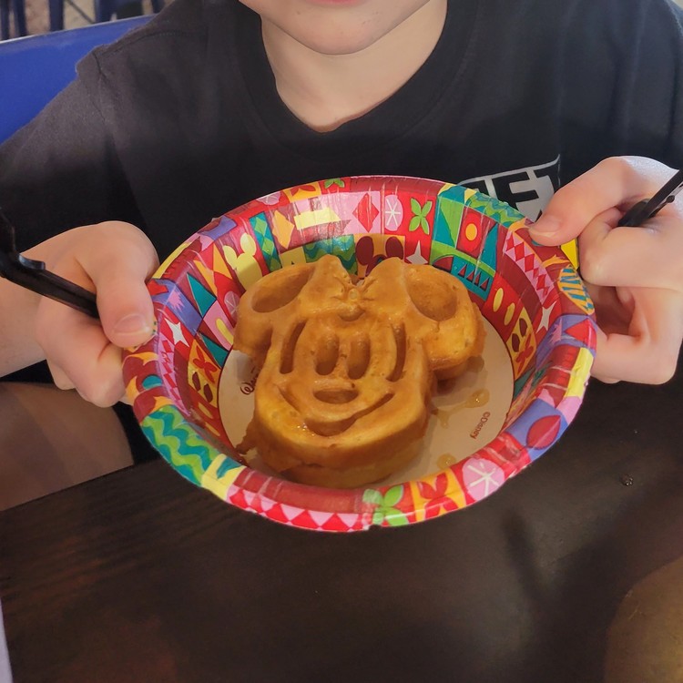 Mickey Mouse themed waffles for breakfast at El Mercado de Coronado, Disney Coronado Springs Resort Restaurant
