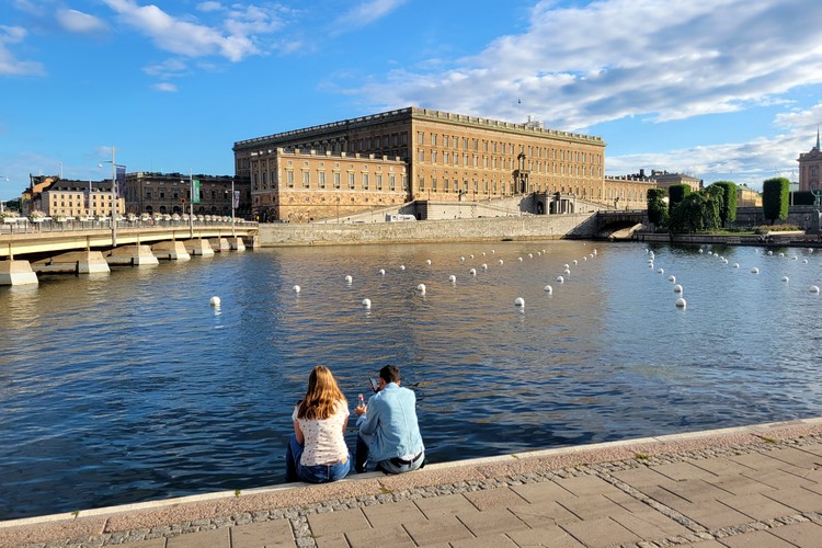 view of Stockholm Royal Palace from across the river.
