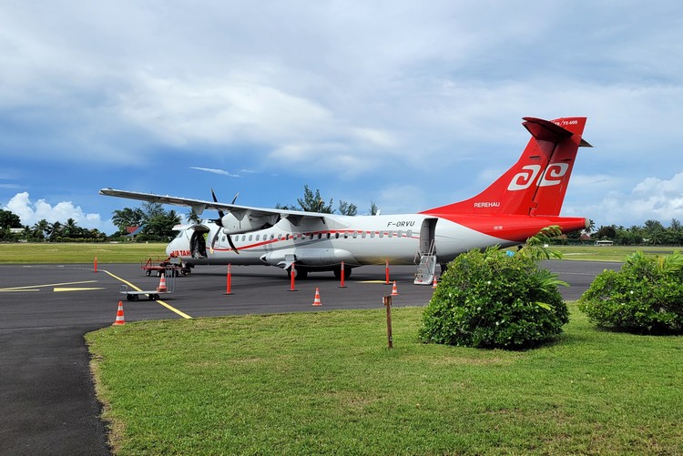Air Tahiti plane at Moorea airport