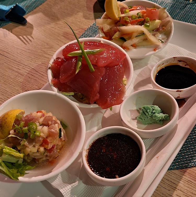 fresh tuna cuisine at Mahana'i restaurant at Manava Beach Resort Moorea