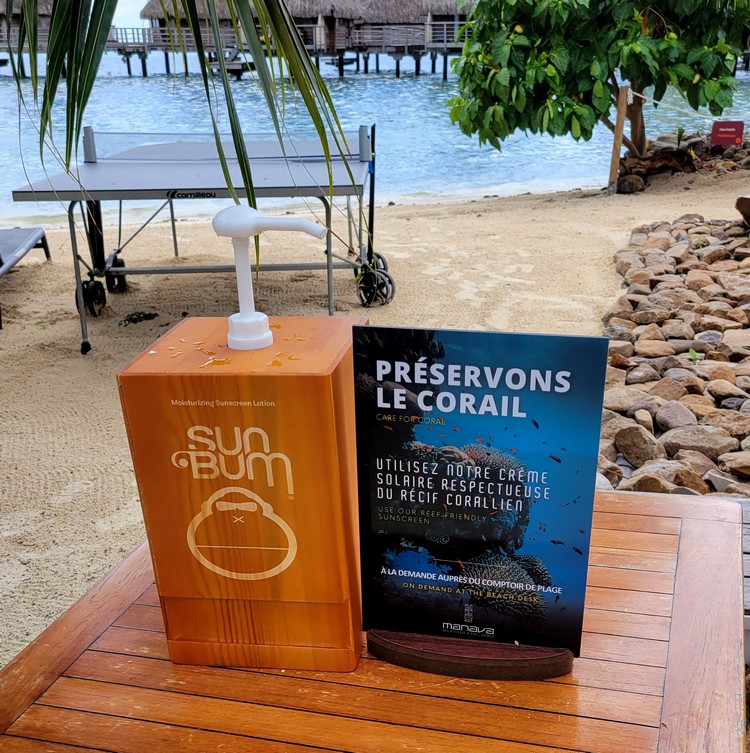 reef friendly sunblock available for free at Manava Beach Resort Moorea