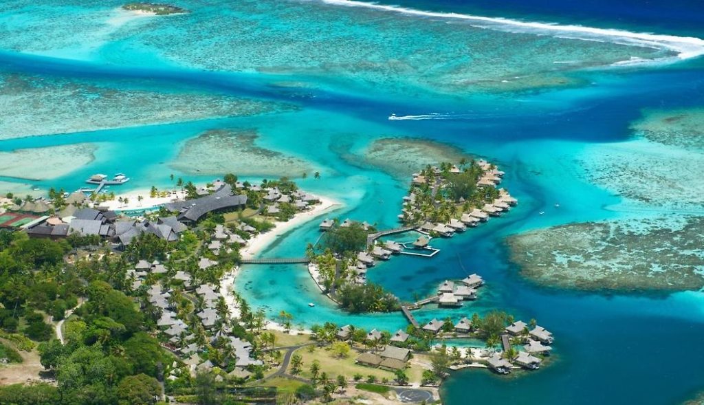 Intercontinental Moorea Resort aerial view of luxury resort before it closed and abandoned
