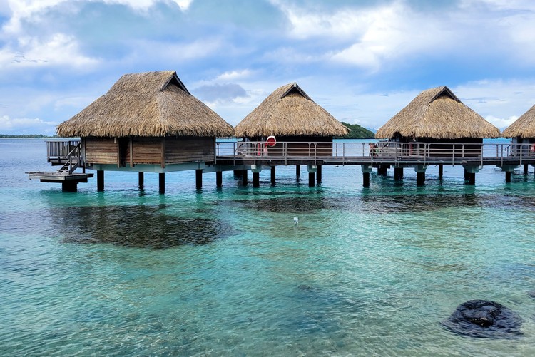 Overwater bungalows in Bora Bora, French Polynesia