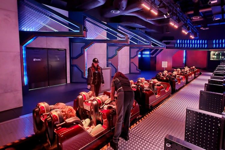 inside Avengers Assemble Flight Force coaster at Paris Disneyland