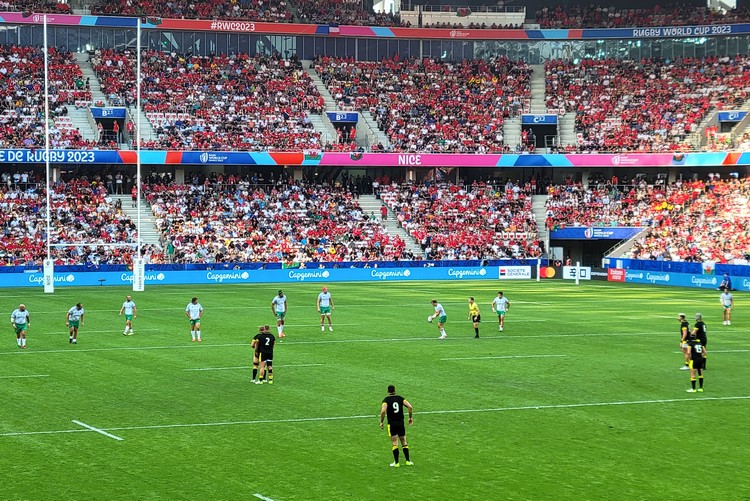 Rugby World Cup in Nice, France. Wales vs Portugal match at Stade de Nice