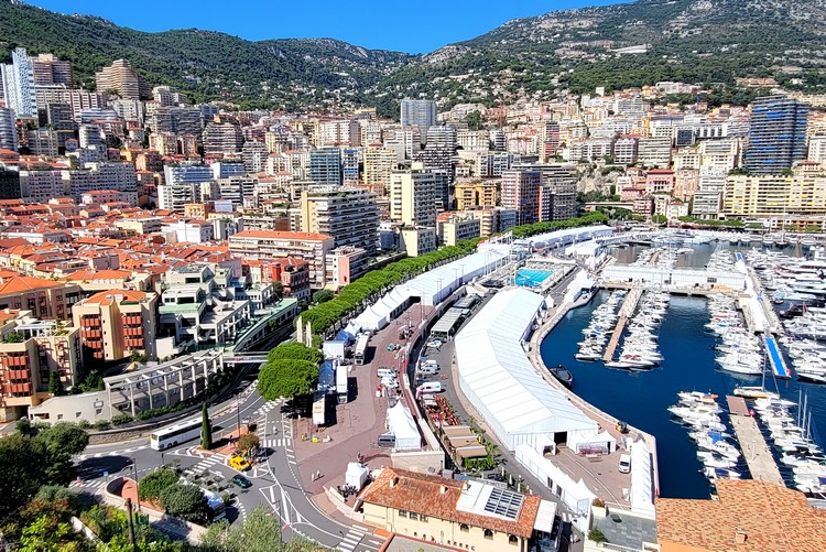 view of Monaco harbour from hill top castle