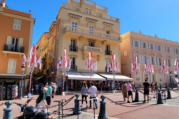 Old buildings and tourist area at Palace Square in front of Prince's Palace of Monaco
