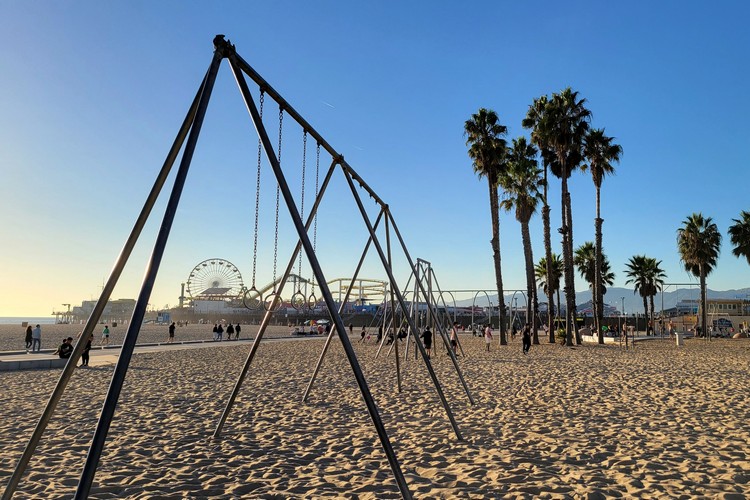 Santa Monica State Beach rings and palm trees