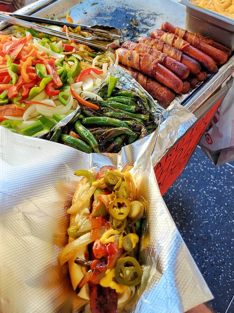 Dirt Dog. Hot dog style in Los Angeles, Bacon wrapped street meat in Los Angeles