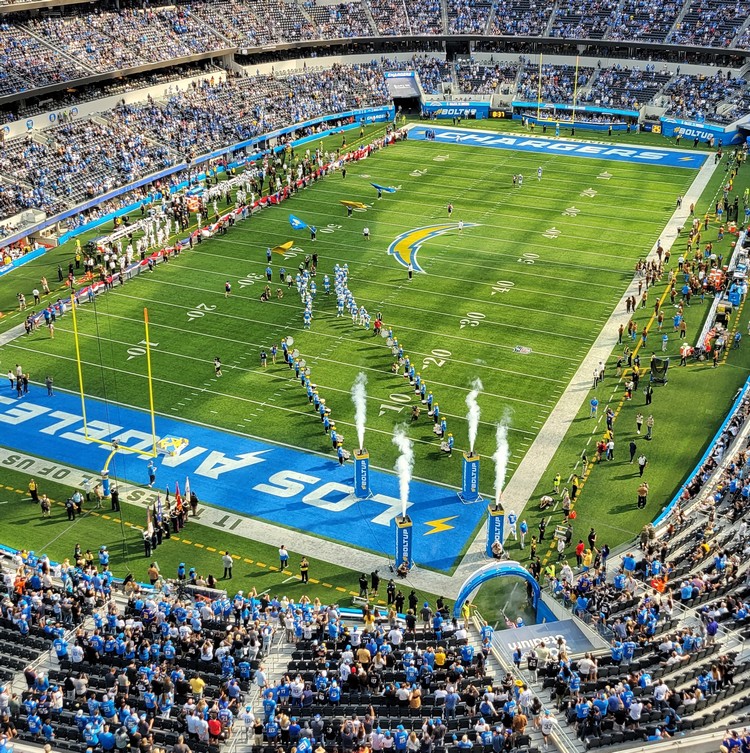 NFL game between Los Angeles Chargers and Detroit Lions at SoFi Stadium in Los Angeles California 