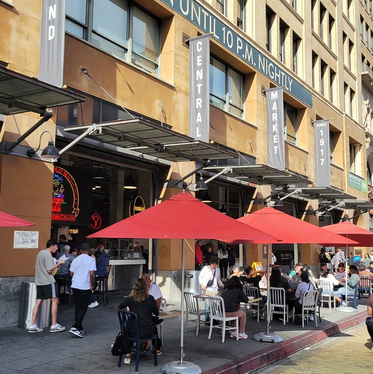 outside the Grand Central Market in downtown Los Angeles
