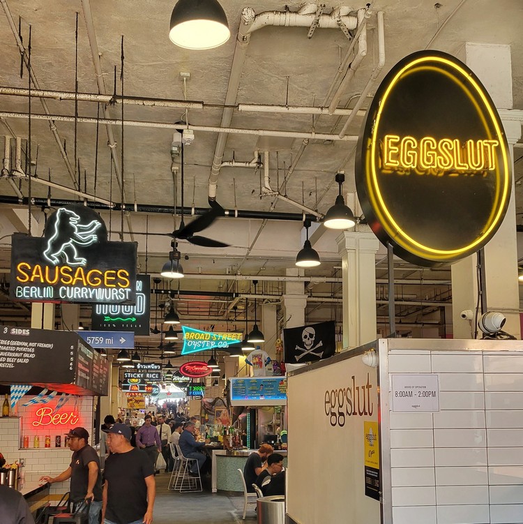 Eggslut and Vendors inside Grand Central Market in downtown Los Angeles