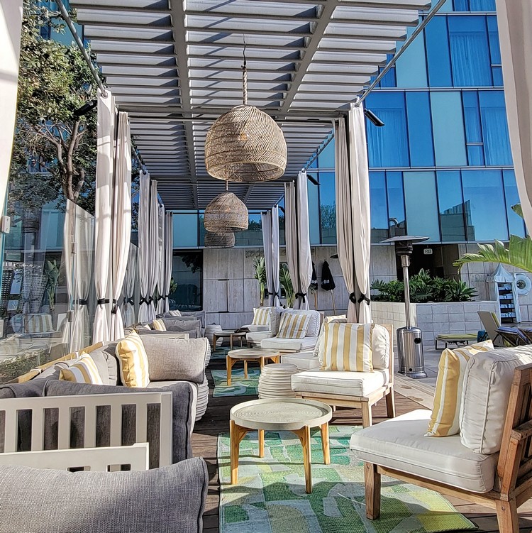 Rooftop lounge area at Hotel Indigo Los Angeles Downtown
